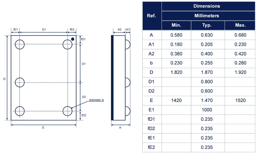 Mechanical Drawing - STMicroelectronics MLPF-WL-0xD3 Low Pass Filters